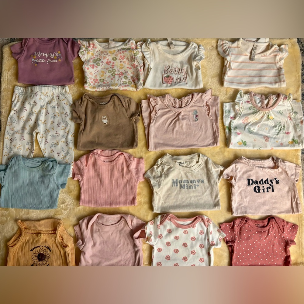 Carter's Assorted Kids One Pieces Bundle - Pink, Blue, White - Lot of 18 pieces